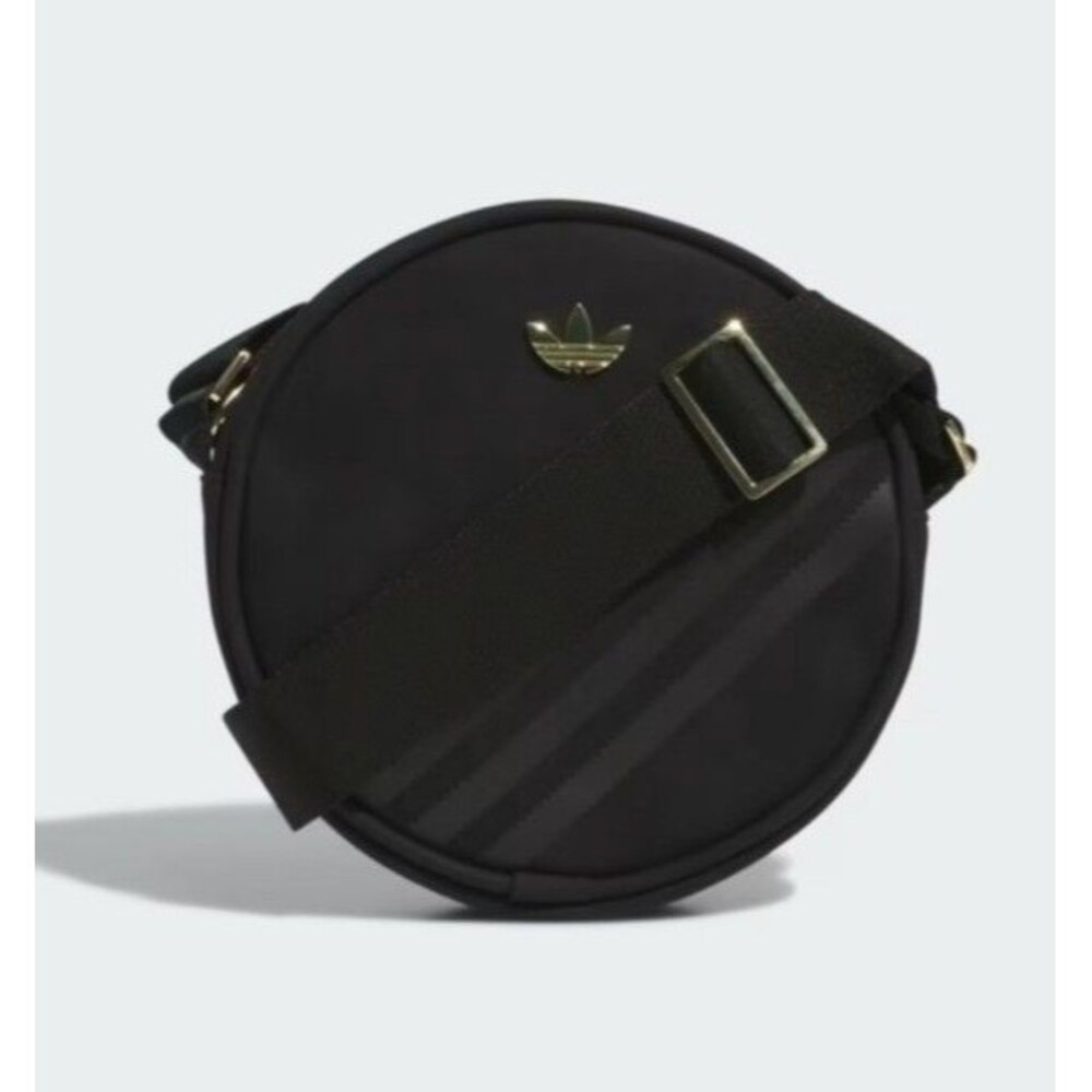 adidas Black Round Crossbody Bag with Gold Accents